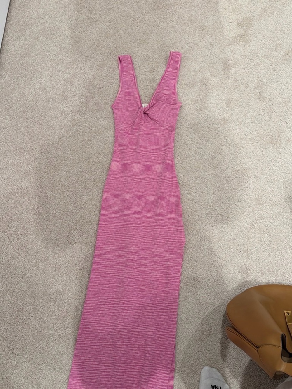 l*space Pink Twist-Front Knit Maxi Dress